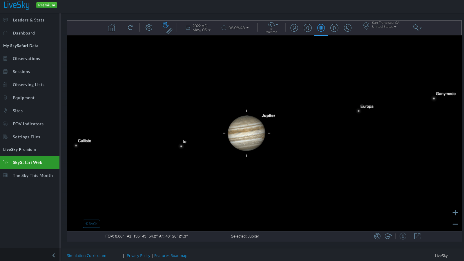 Screenshot of the livesky.com website