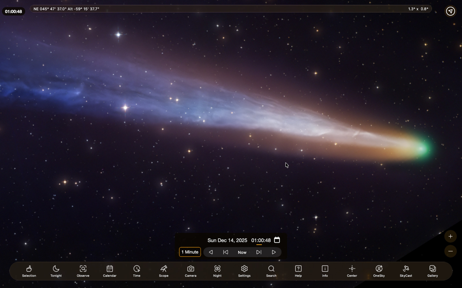 Screenshot of plate solving